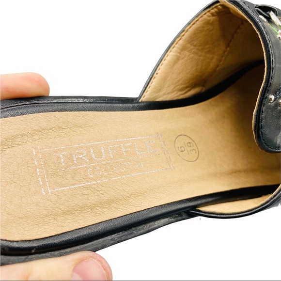 ASOS Truffle Black Embroidered Snake Stud Slip On Horse Bit Mule Slides 6 - Picture 10 of 12